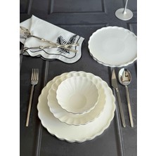 Rossev Yemek Takımı Twıst Silver 24 Parça 6 Kişilik