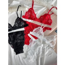 Rozenin Lingerie Parlak Bant Detaylı Dantelli Bralet Sütyen Takımı 6’lı Set