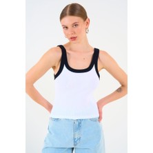 Moda Loris Iki Renkli Atlet - Beyaz-Siyah