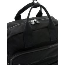Oldso Unisex Suya Dayanıklı Krinkıl Kumaş Çok Gözlü Siyah Laptop Okul ve Seyahat Sırt Çantası
