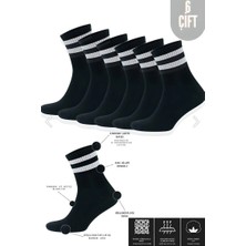 UZN Socks Pamuklu Unisex Kolej Çorap – Siyah Çizgili Spor Çorap (6’lı Set)