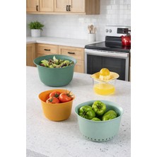 Febros Çok Amaçlı Mutfak Hazırlık Seti 5’li Süzgeçli Yıkama Kasesi Limon Sıkacağı Salata Sebze Kabı