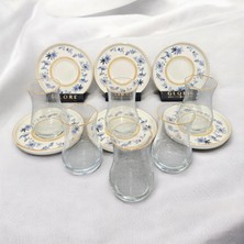 Sudedi Home Mavi Kuş Altın Yaldızlı 6 Kişilik Çay Bardağı Takımı