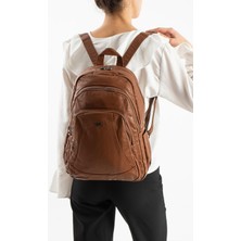 571 Collections Yıkanmış Deri Sırt çantası (Poliüretan) Taba MODEL:(571-14-11H)