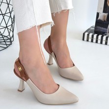 SEPET365 Toran Bej Cilt Topuklu Ayakkabı