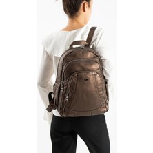 571 Collections Yıkanmış Deri Sırt çantası (Poliüretan) Bronz MODEL:(571-14-11H)