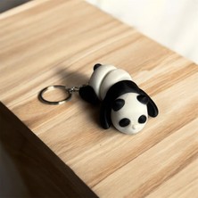 Port.al Eklemli ve Hareketli Gövde Tasarımlı 3D Panda Anahtarlık - Siyah Beyaz - Pla