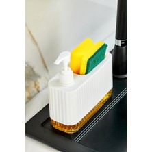 Vip Life Home Gözde - Modern Set Üstü Sıvı Sabunluk Şeffaf Renkli Tabanlı ve Sünger Bölmeli (BP-550 Ml)