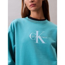 Calvin Klein Kadın Yeşil Calvin Klein Ls Monologo French Terry Rlxd Cr Yeşil Kadın Sweatshirt