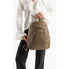 571 Collections Yıkanmış Deri Sırt çantası (Poliüretan) Vizon MODEL:(571-14-11H)