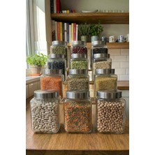 Atbyhome Metal Kapaklı 12'li Borosilikat Cam Kavanoz Baharatlık 820 ml