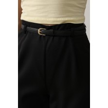 Moda Loris Kemer Pens Detaylı Pantolon - Siyah