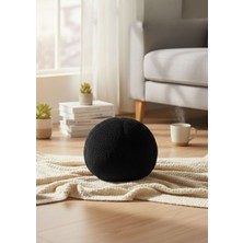 Dekoratif Peluş Top Kırlent - Yastık - Minder Dolgulu Pamuk Polyester Malzemeden Siyah Renk