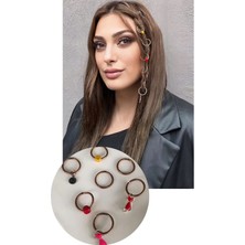 Stone Family 8'li Rose Renk Karışık Figürlü Saç Küpesi