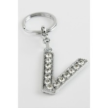 Datatek Gümüş Renkli Taşlı Harf Anahtarlık