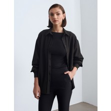 Dilvin 50525 Melanjlı Oversize Gömlek-Koyu Kahve