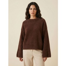 Okka Moda Kahverengi Oversize Peluş Kazak