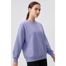 Açık Eflatun Basic O Yaka Oversize Kadın Sweatshirt - 97053