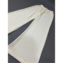 Ecenin Favorileri Iç Belli Eder - Kendinden Desenli Rahat Sarı Kadın Pantolon