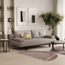 Enza Home Henna 3'lü Yataklı Koltuk, Kadife Dokulu - Açık Gri