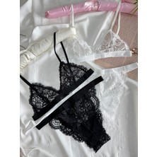 Rozenin Lingerie Parlak Bant Detaylı Dantelli Bralet Sütyen Takımı 4’lü Set