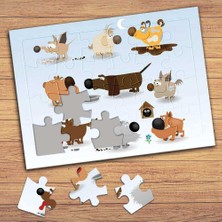 Asilmeydan Funny Dog Cartoon Çocuklara Özel Puzzle Yapboz Tablo-33988