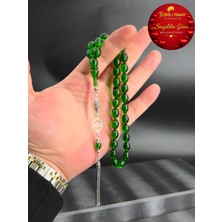 Premium Sevgililer Günü Koleksiyonu Zümrüt Yeşil Kişiye Özel Isim Tasarım ile Nadir Renk Ateş Kehribar Tesbih