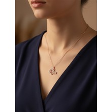 925 Ayar Gümüş Zirkon Taşlı Gold Osmanlı Tuğrası Tasarım Trend Kadın Kolye