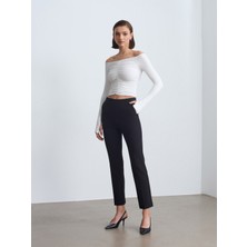 Dilvin 72249 Yanı Fermuarlı Boru Paça Pantolon-Siyah