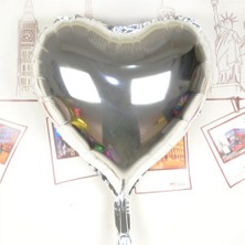 Tuncel Store Kalp Uçan Balon Folyo Gümüş 80 cm 32 Inç