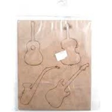 Sahra Boyanabilir Ahşap Müzik Aletleri Küçük Obje - Demonte - 2 Adet