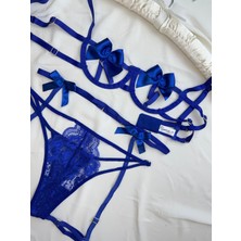 Rozenin Lingerie Fiyonk Detaylı Bacak Aksesuarlı 3’lü Set Sütyen Takımı