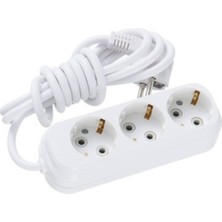 Grup Priz 3'lü Anahtarsız Topraklı Seyyar Ara Kablolu Uzatma Kablolusu Üçlü Piriz