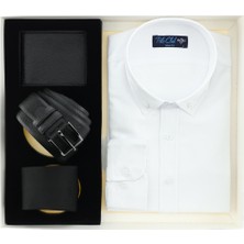 Polo Club 4'lü Hediye Seti / Gömlek & Kravat & Kemer & Cüzdan Çeyiz Seti Hediye Kutulu Set