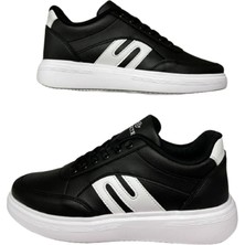 Dakır's Erkek Beyaz-Siyah  Bağcıklı Ortopedik Taban Günlük Şık Yürüyüş Ayakkabı