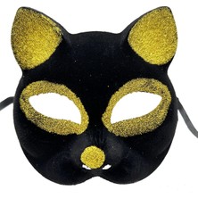 Starseven Siyah Renk Gold Simli Kedi Maskesi