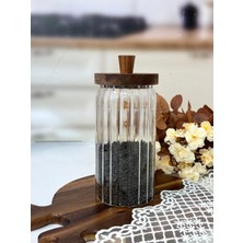 Mien Borosilikat Çizgili Cam Kavanoz 950 mL