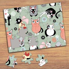 Asilmeydan Cartoon Cat - Kedi Çocuklara Özel Puzzle Yapboz Tablo-14331