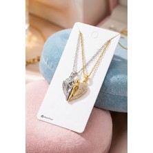 Bear & Pear Hugging Couple 2'li Mıknatıslı Sarılan Çift Kolyesi Sevgili Kolyesi