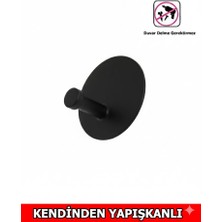 Ardini Askılık Yapışkanlı Mantar Yuvarlak Tekli Mat Siyah Pakette 4 Adet