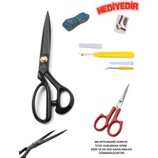 dm dikişmarket Hard Steel Kumaş Kot Kesim Profesyonel Terzi Makası 20cm ve Nakış Makası İlik Sökücü İğne HEDİYELİDİR
