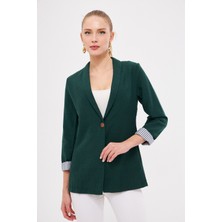 Armonika Kadın Zümrüt Kol Içi Çizgili Tek Düğmeli Ceket ARM-22K001122