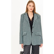 Armonika Kadın Mint Erkek Yaka Cep Kapaklı Vatkalı Oversize Ceket ARM-25K001060