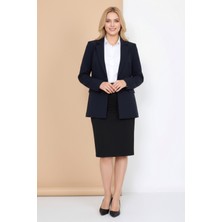 Lupinn Kadın Siyah Kalem Etek Yüksek Bel Düz Kesim Yumuşak Dokulu Yırtmaçlı Şık Midi Etek - Kadın Etek