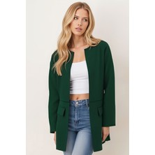 Armonika Kadın Zümrüt Beli Dikişli Uzun Ceket ARM-26K001017