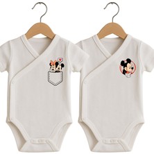 Babytex 2li Kısa Kollu Kruvaze Bebek Body & Zıbın 2li Baskılı Zıbın  %100 Pamuk