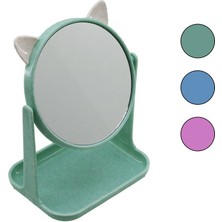 Vanch 6 İNÇ  - 15CM YUVARLAK KULAKLI MAKYAJ AYNASI RENKLİ PLASTİK TAKILIK SEPETLİ=12X15.5CM (5264)