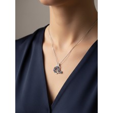 925 Ayar Gümüş Zirkon Taşlı Gümüş Osmanlı Tuğrası Tasarım Trend Kadın Kolye