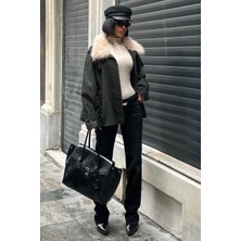 Lijuri Kürk Yakalı Oversize Ceket 6135-08 R11-C-K3