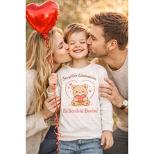 Vitrinmixmini Sevgililer Günü Özel Uzun Kollu Erkek Çocuk Beyaz Tişört